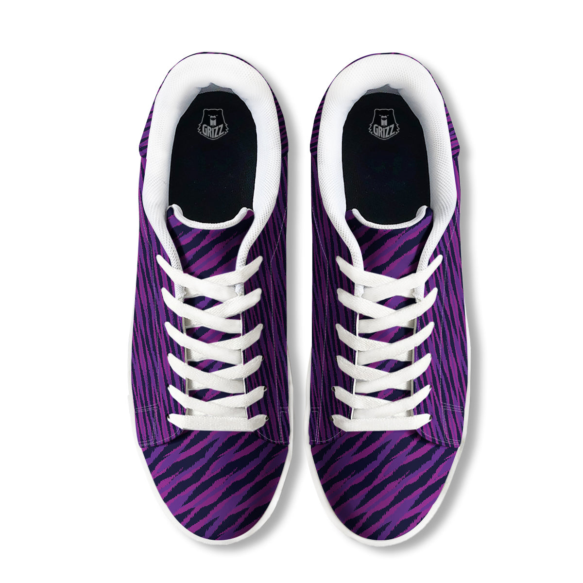 Purple Zebra Print White Low Top Sneakers-grizzshop