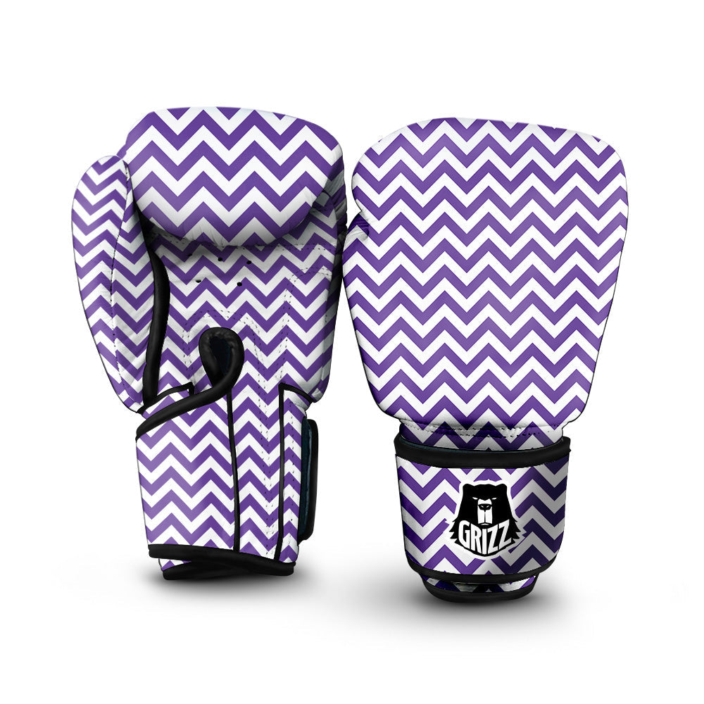 Purple Zigzag Print Pattern Boxing Gloves-grizzshop