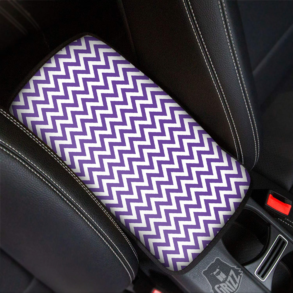 Purple Zigzag Print Pattern Car Center Console Cover-grizzshop