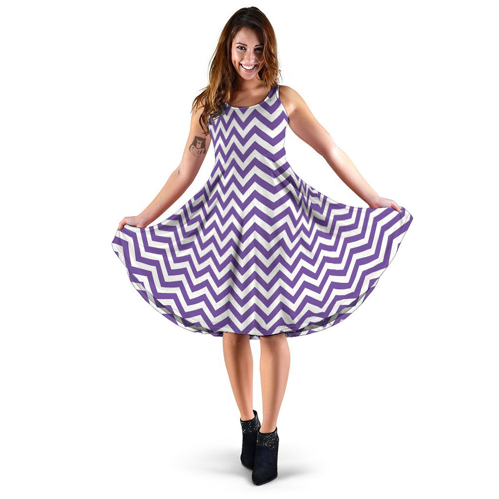 Purple Zigzag Print Pattern Dress-grizzshop