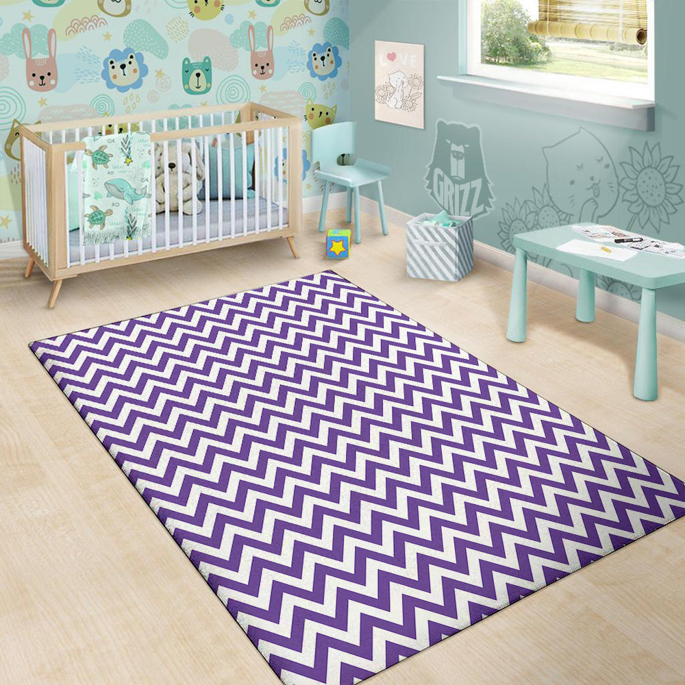 Purple Zigzag Print Pattern Floor Mat-grizzshop