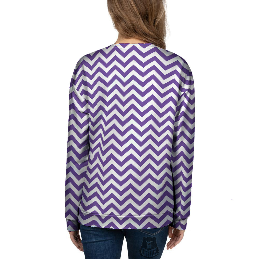 Purple Zigzag Print Pattern Women's Sweatshirt-grizzshop