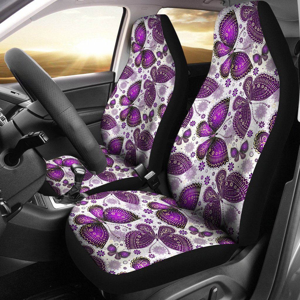 Purple Butterfly Pattern Print Universal Fit Car Seat Cover-grizzshop