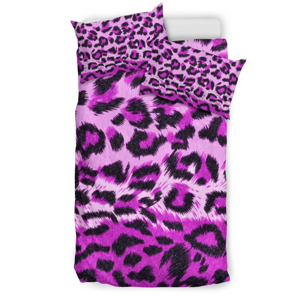 Purple Cheetah Leopard Pattern Print Duvet Cover Bedding Set-grizzshop