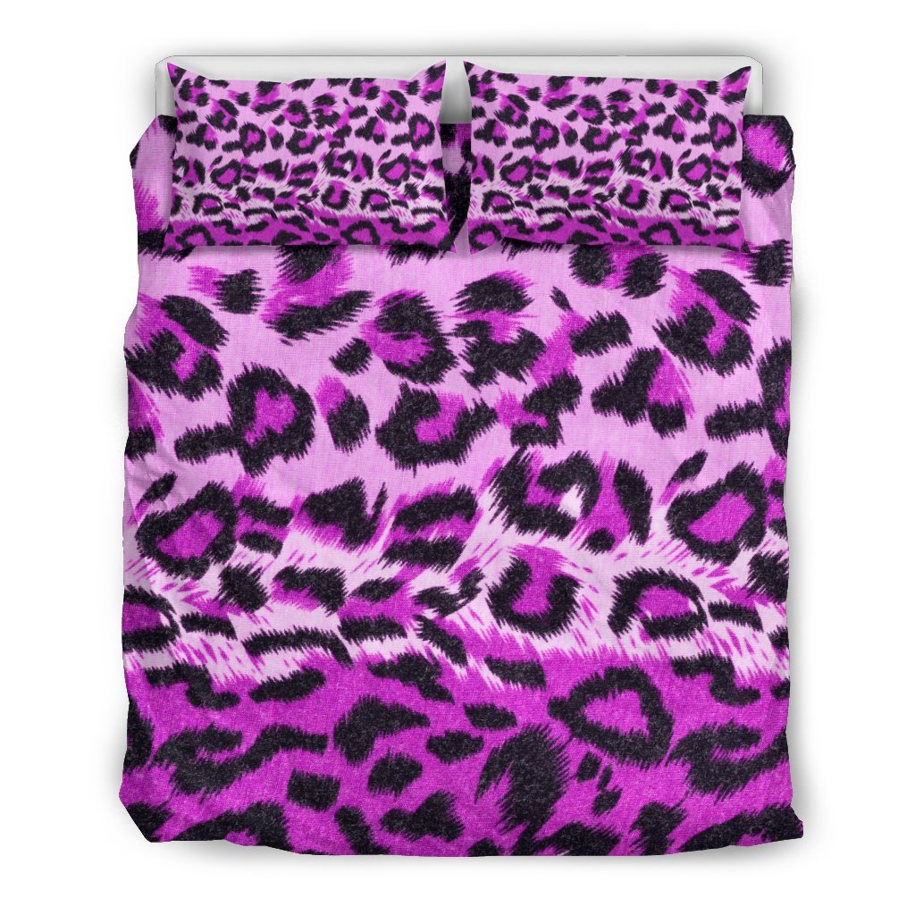 Purple Cheetah Leopard Pattern Print Duvet Cover Bedding Set-grizzshop