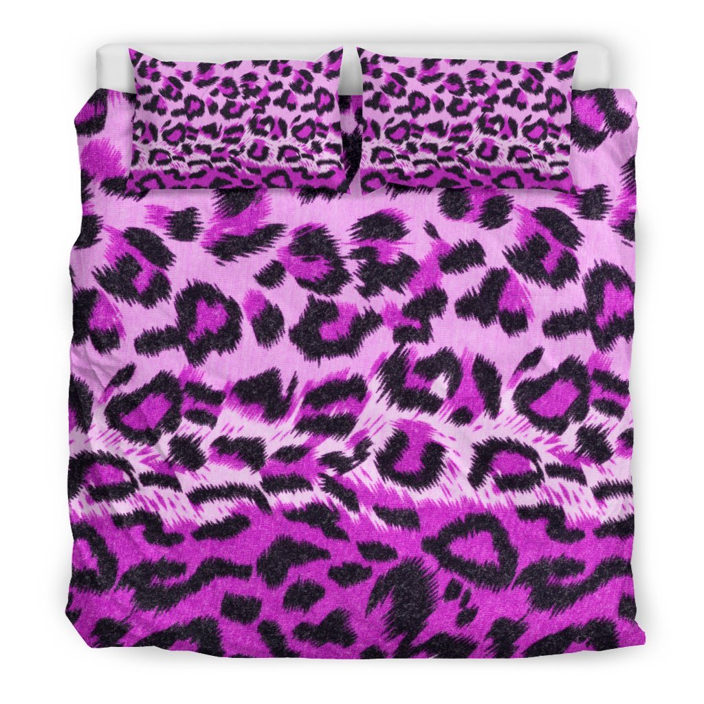 Purple Cheetah Leopard Pattern Print Duvet Cover Bedding Set-grizzshop