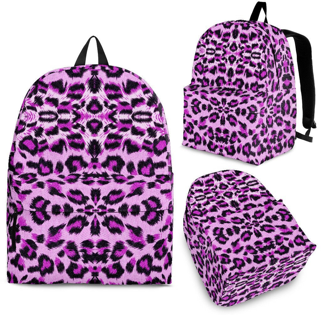 Purple Cheetah Leopard Pattern Print Premium Backpack-grizzshop