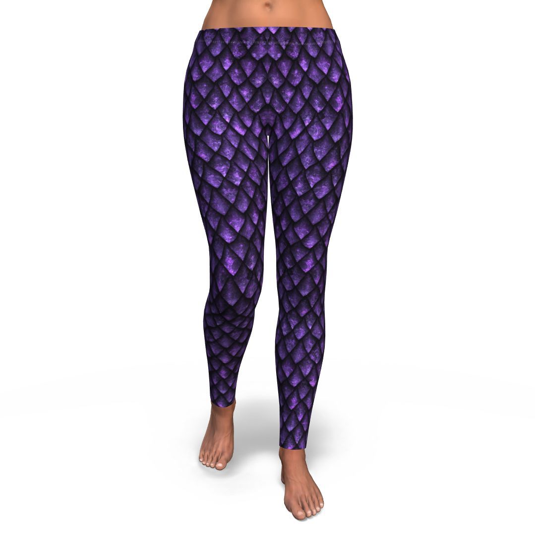Purple Egg Skin Dragon Pattern Print Pattern Women Leggings-grizzshop