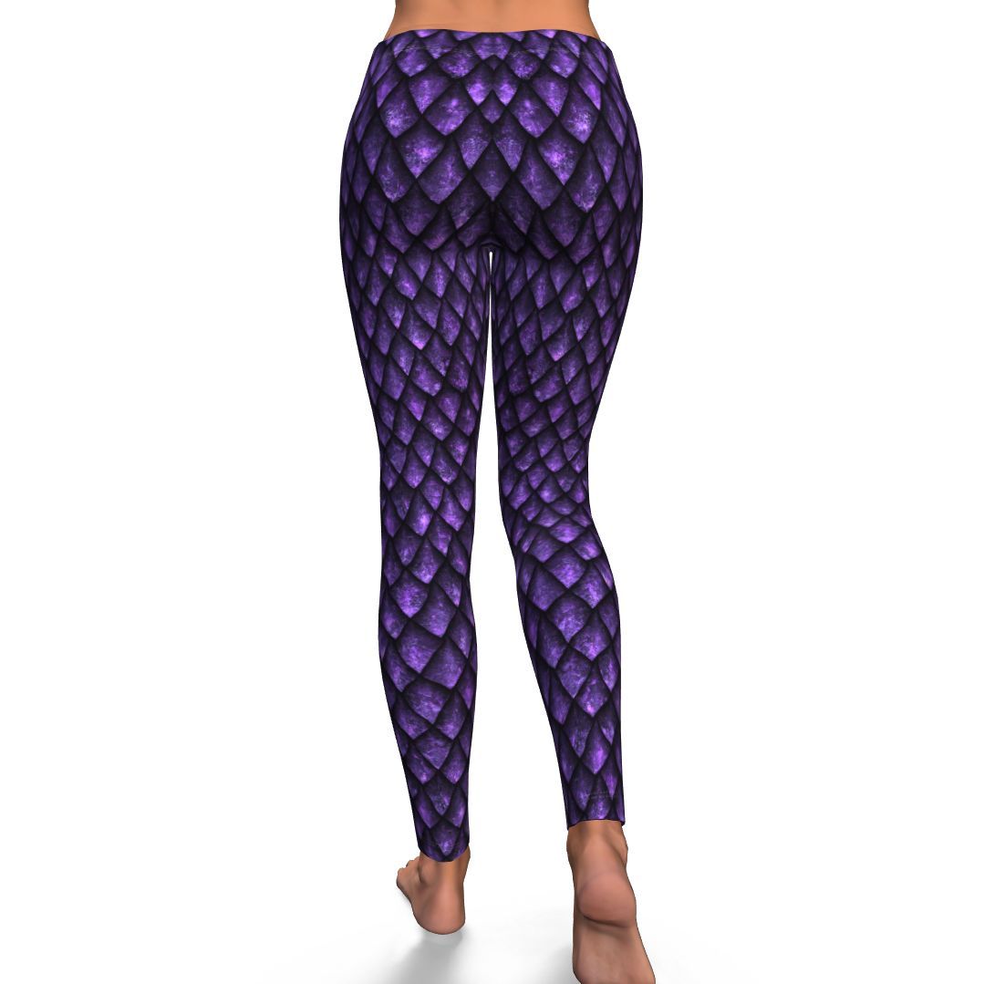 Purple Egg Skin Dragon Pattern Print Pattern Women Leggings-grizzshop