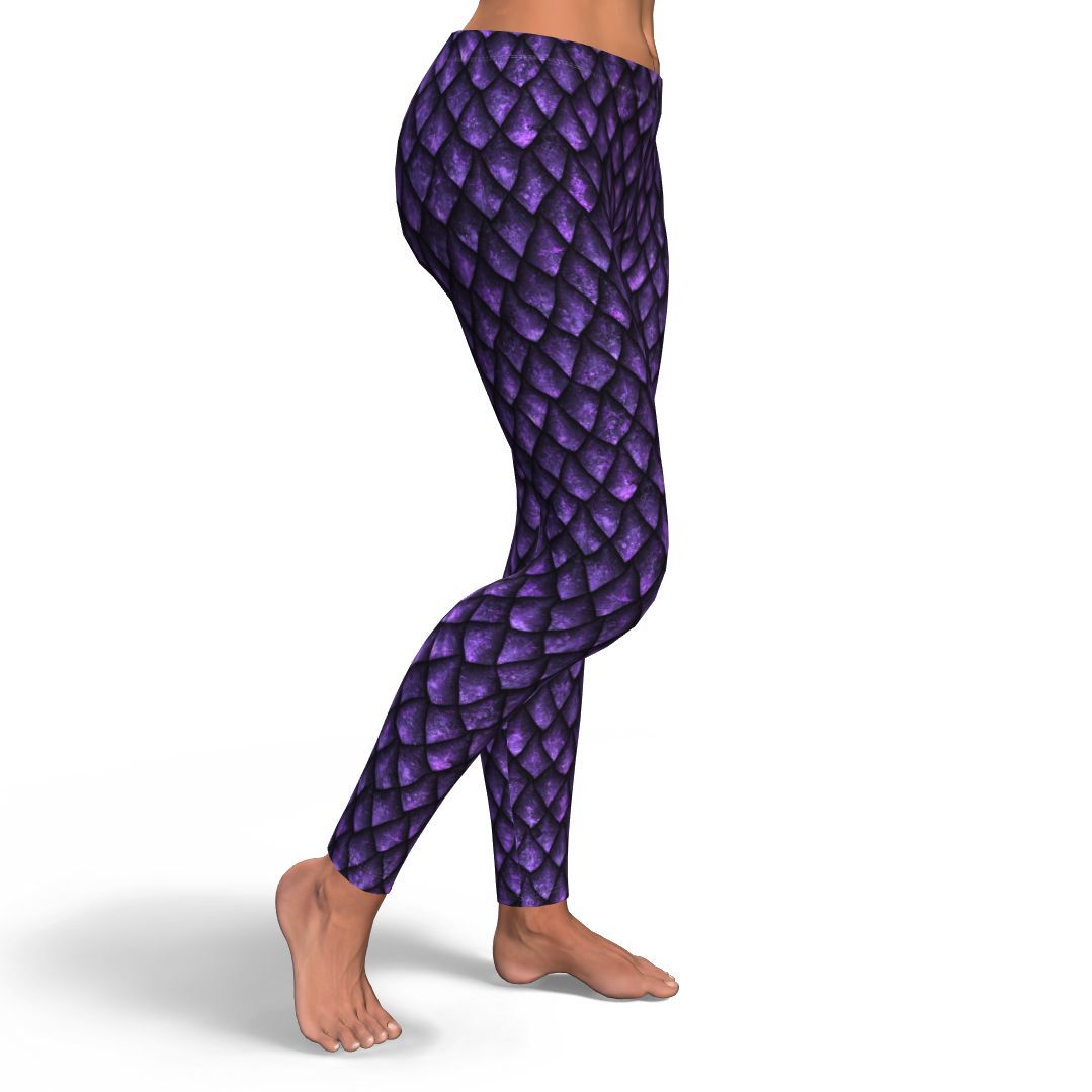 Purple Egg Skin Dragon Pattern Print Pattern Women Leggings-grizzshop