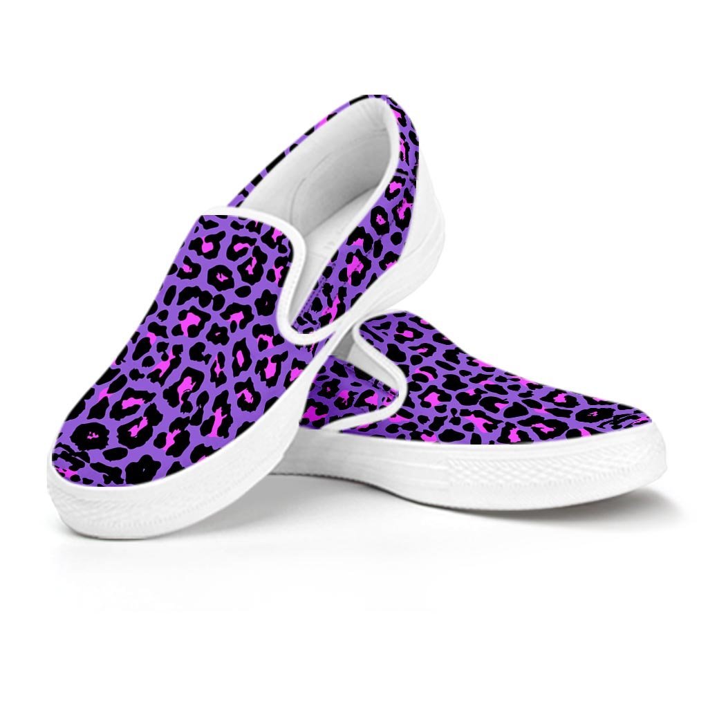 Purple Leopard Men's Slip On Sneakers-grizzshop