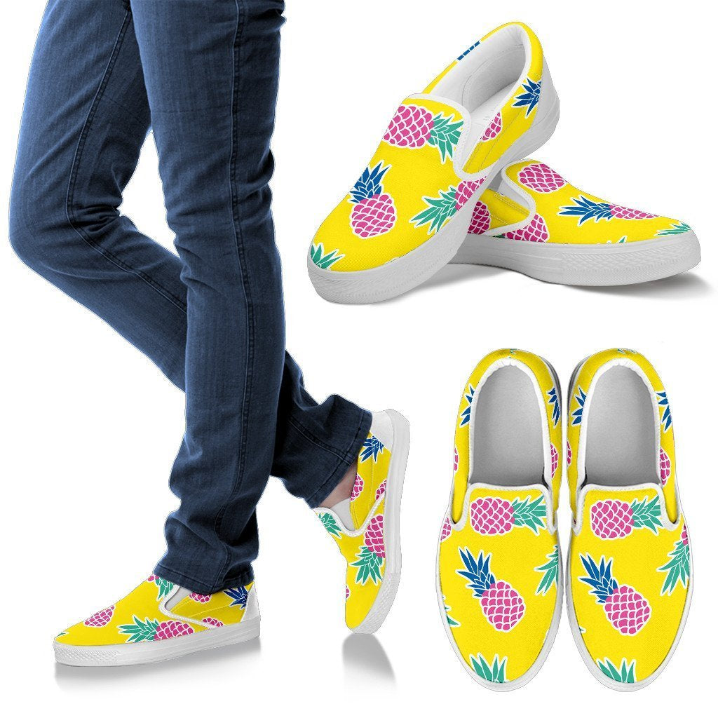 Purple Pineapple Print Women Canvas Slip On Shoes-grizzshop
