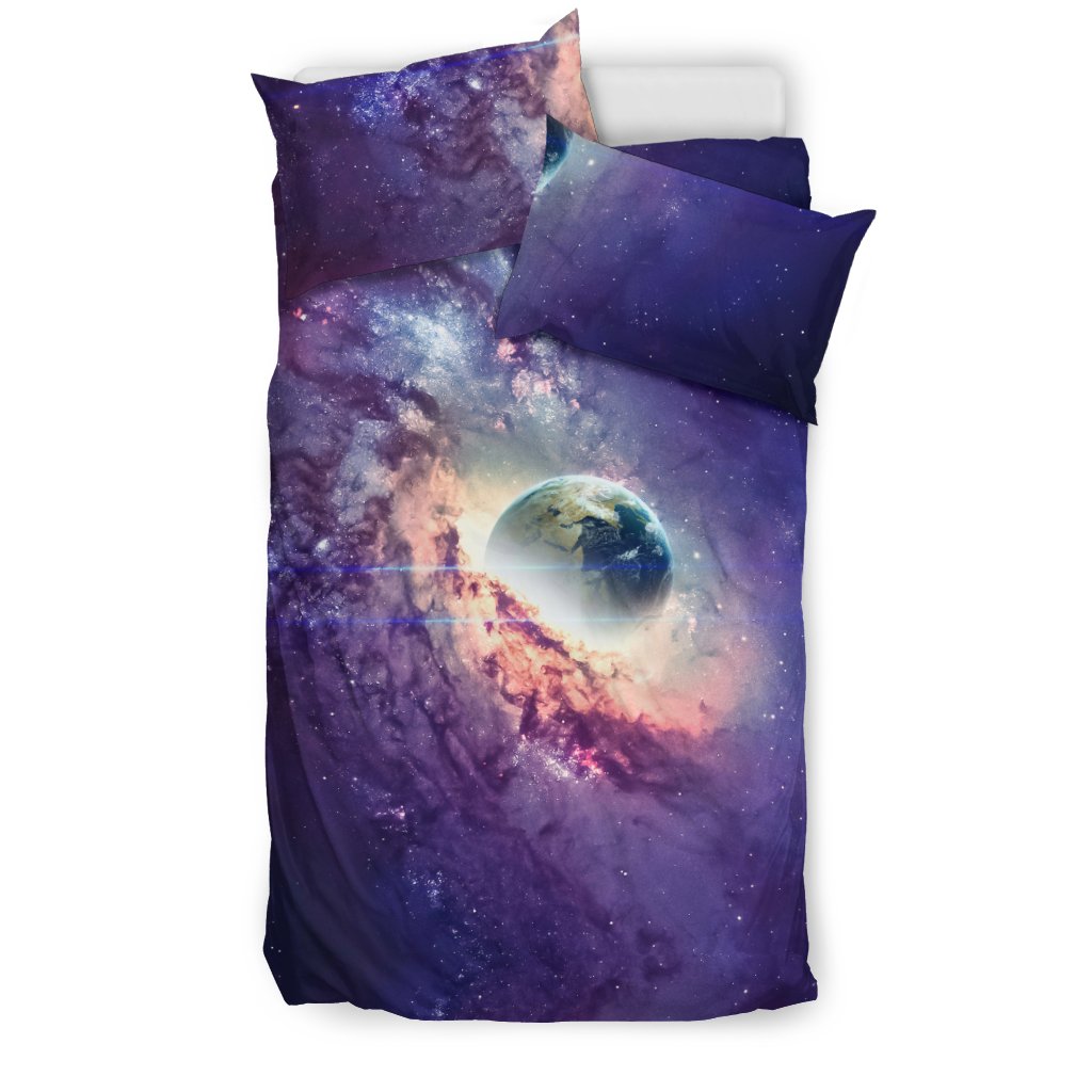 Purple Stardust Galaxy Space Print Duvet Cover Bedding Set-grizzshop