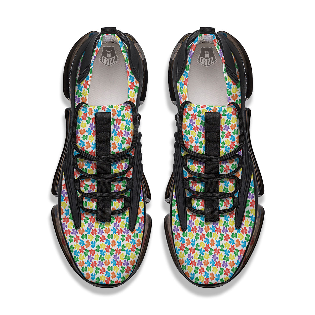 Puzzle Autism Awareness Print Black Gym Shoes-grizzshop