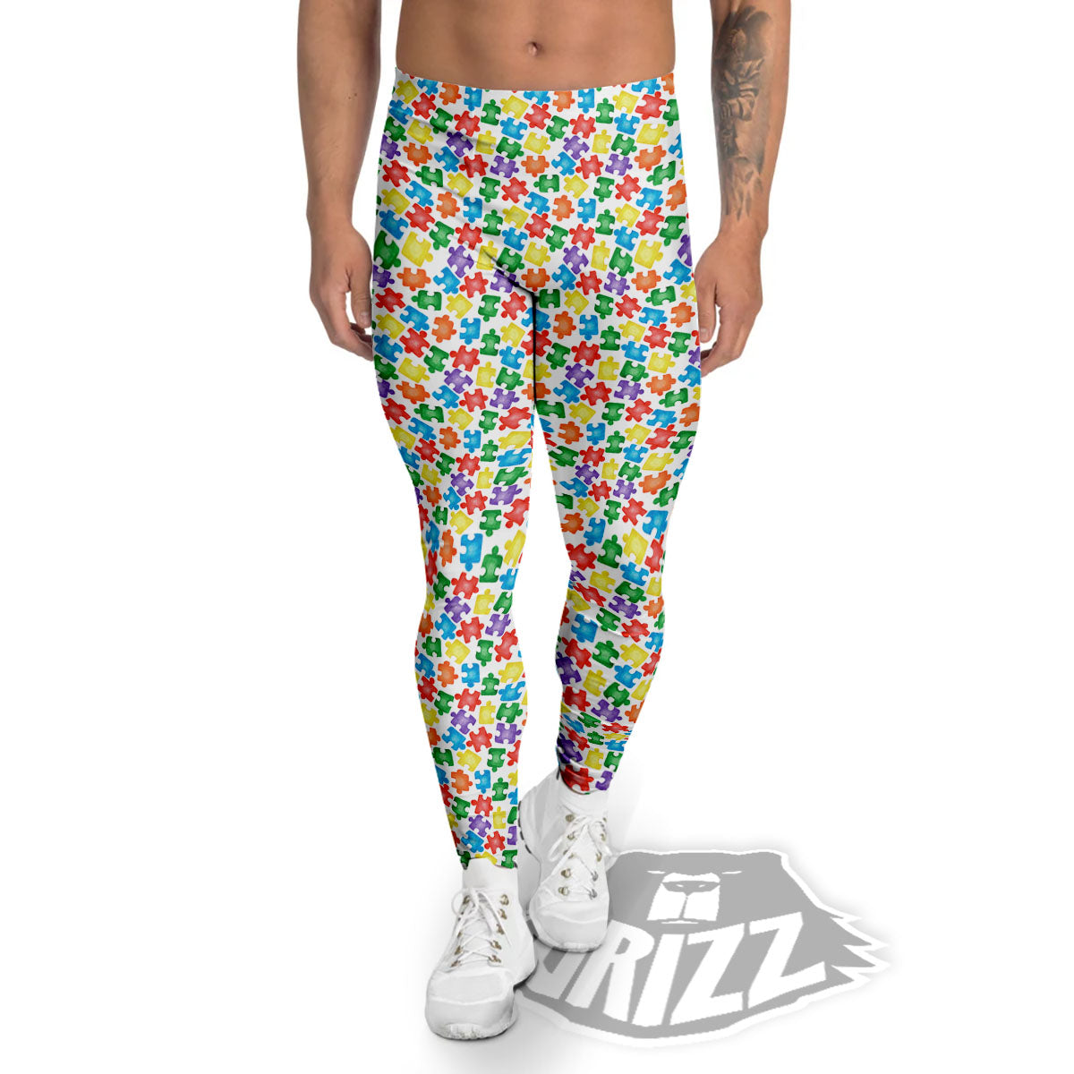 Puzzle Autism Awareness Print Men's Leggings-grizzshop