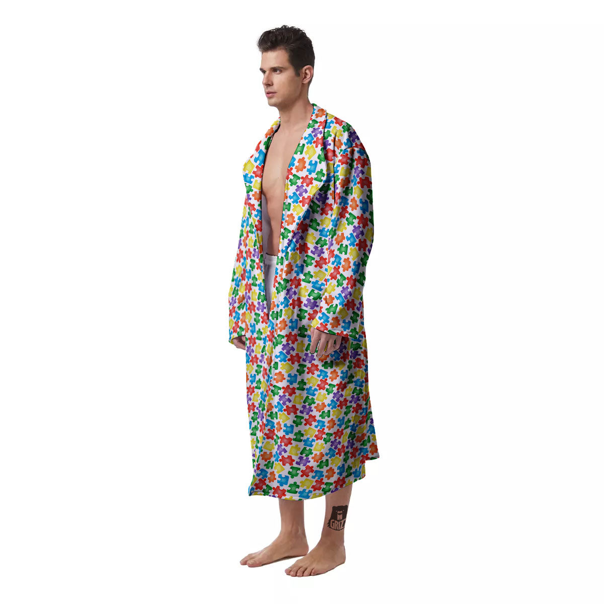Puzzle Autism Awareness Print Men's Robe-grizzshop