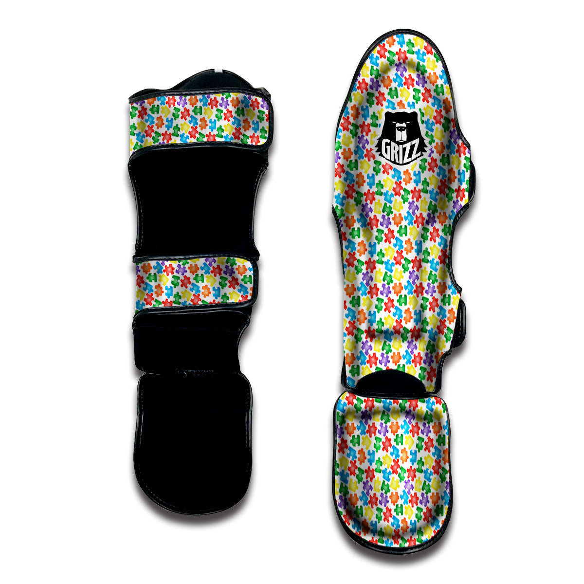 Puzzle Autism Awareness Print Muay Thai Shin Guards-grizzshop