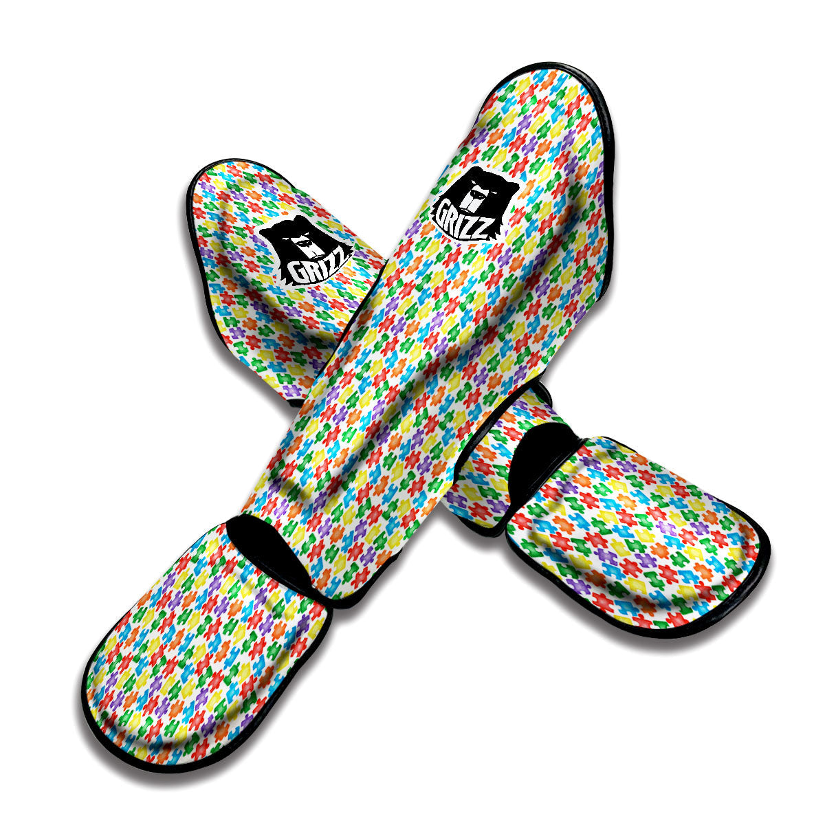 Puzzle Autism Awareness Print Muay Thai Shin Guards-grizzshop