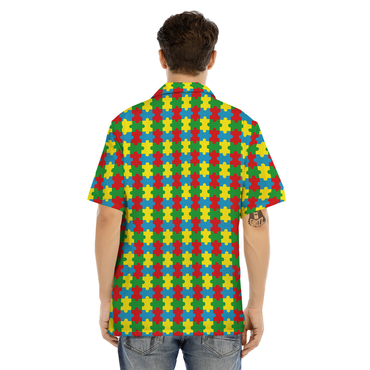 Puzzle Autism Awareness Print Pattern Men's Hawaiian Shirt-grizzshop