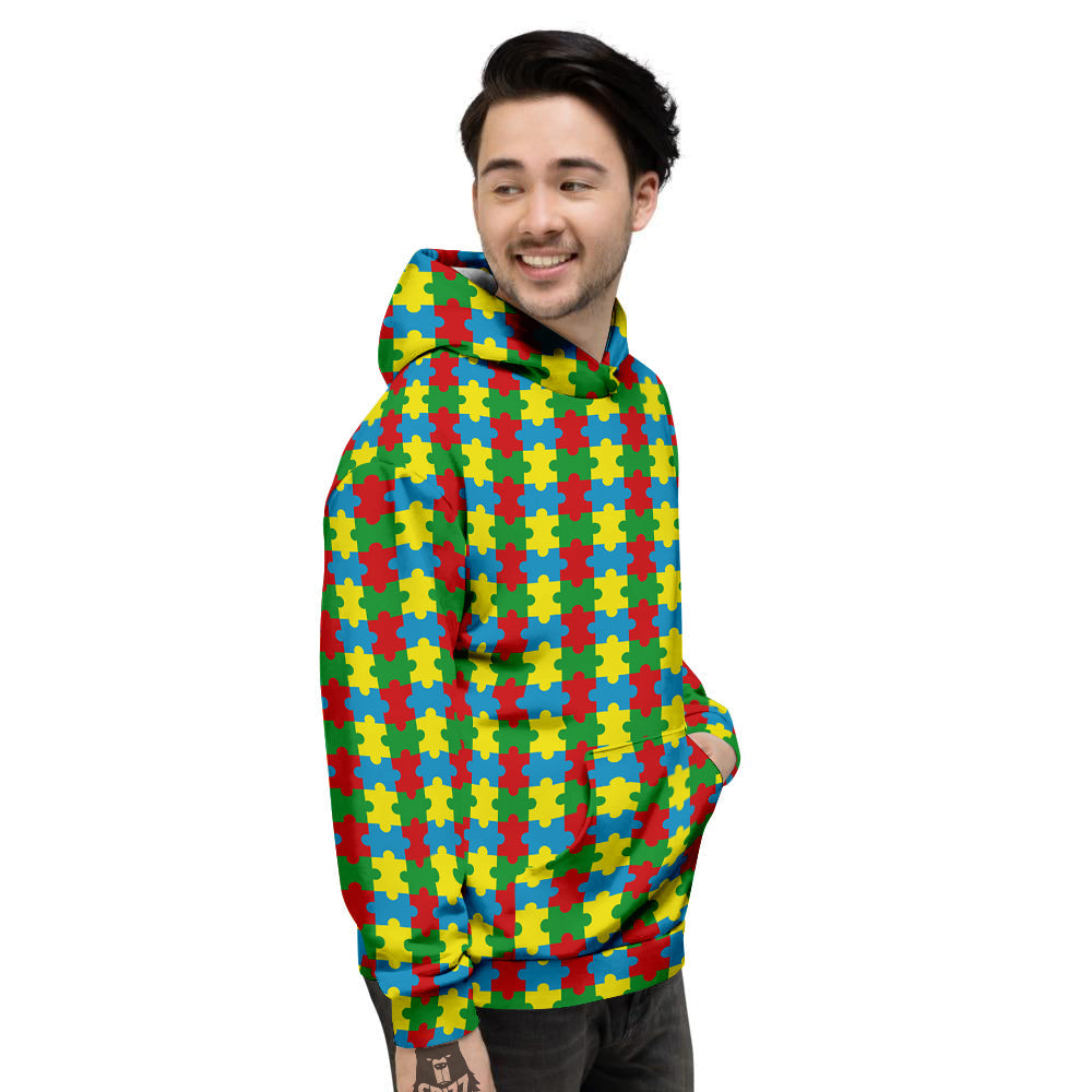Puzzle Autism Awareness Print Pattern Men's Hoodie-grizzshop
