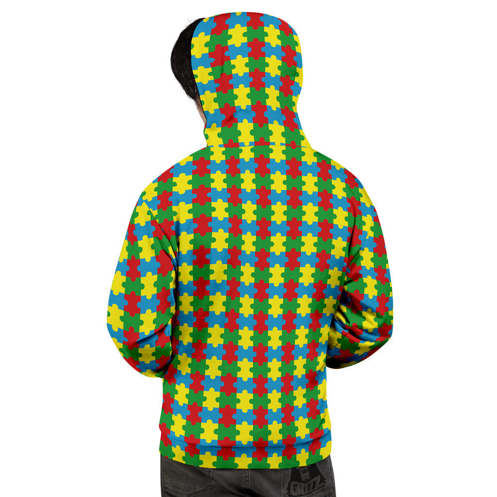 Puzzle Autism Awareness Print Pattern Men's Hoodie-grizzshop
