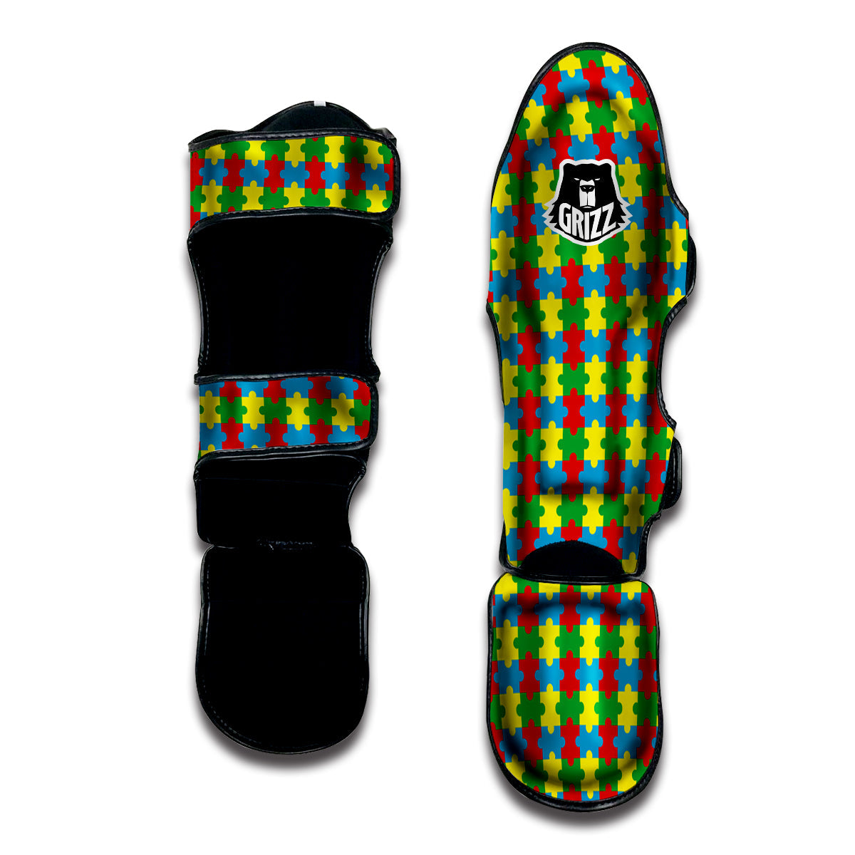 Puzzle Autism Awareness Print Pattern Muay Thai Shin Guards-grizzshop