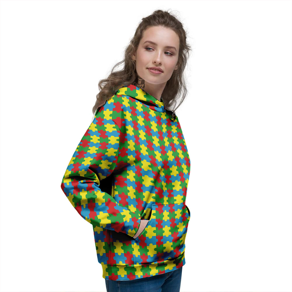 Puzzle Autism Awareness Print Pattern Women's Hoodie-grizzshop