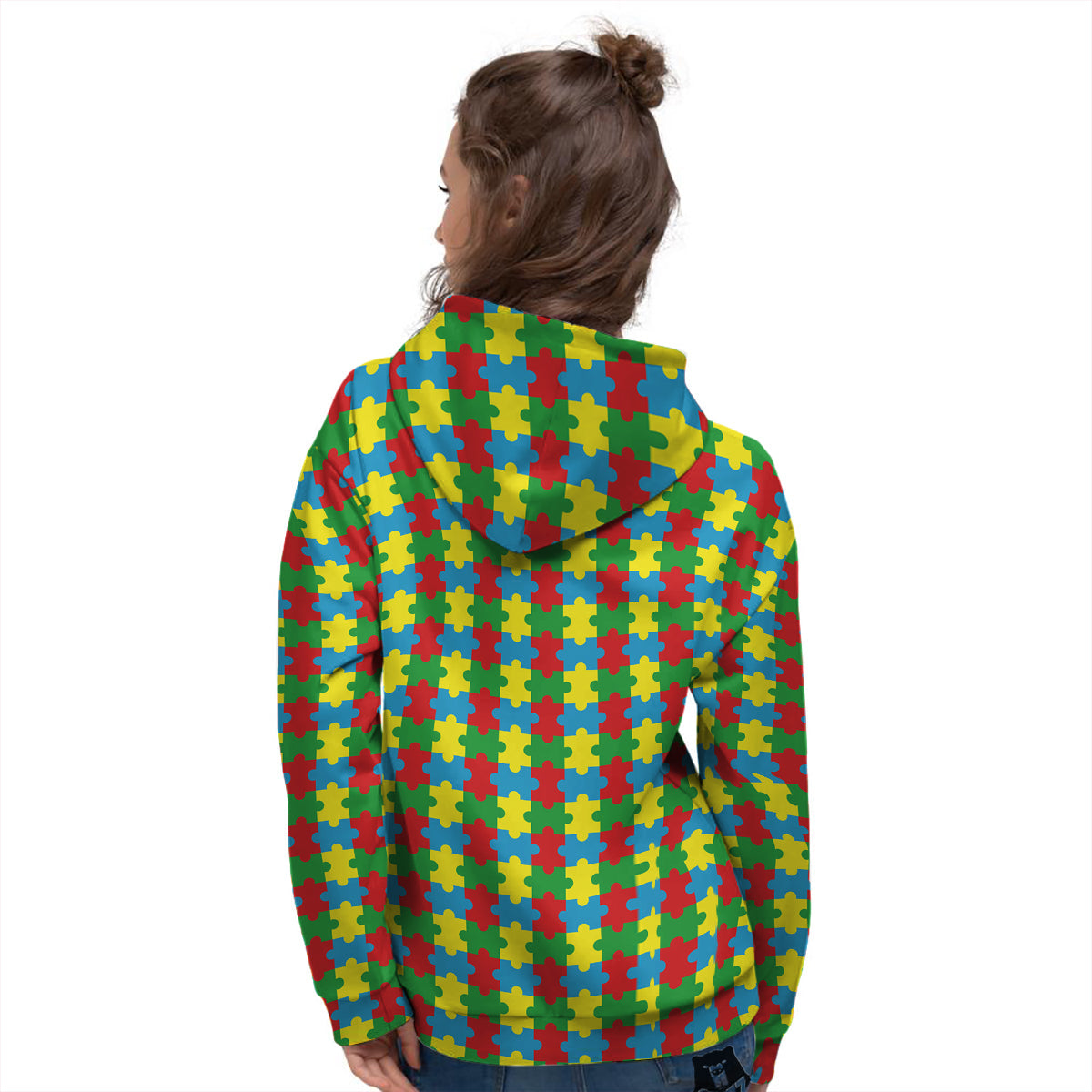 Puzzle Autism Awareness Print Pattern Women's Hoodie-grizzshop