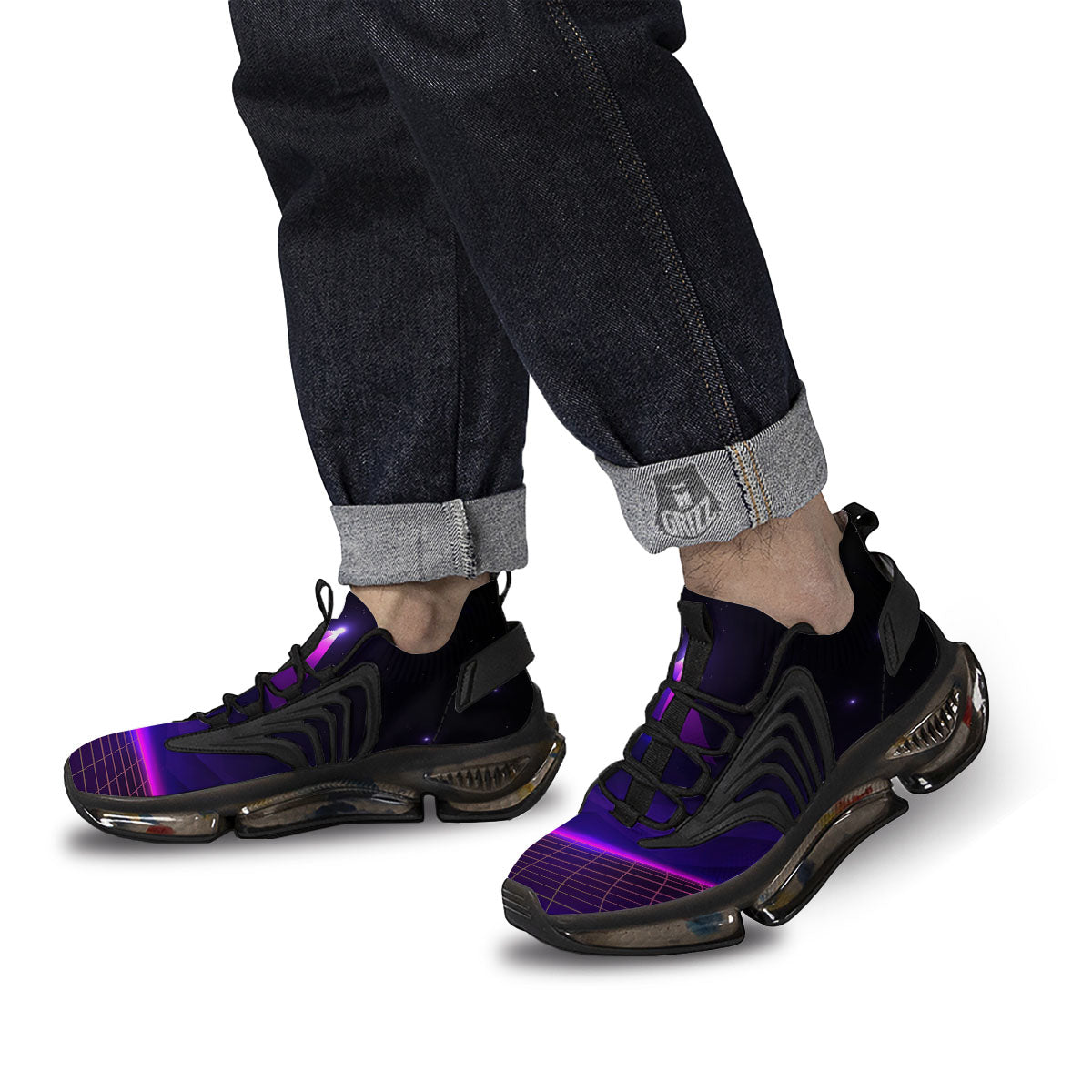 Pyramid Cloud Purple Print Black Gym Shoes-grizzshop