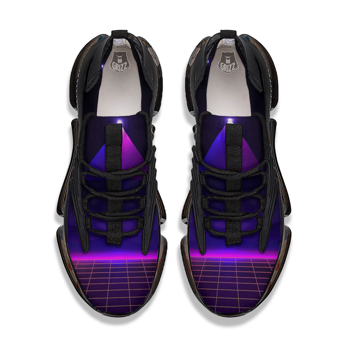 Pyramid Cloud Purple Print Black Gym Shoes-grizzshop