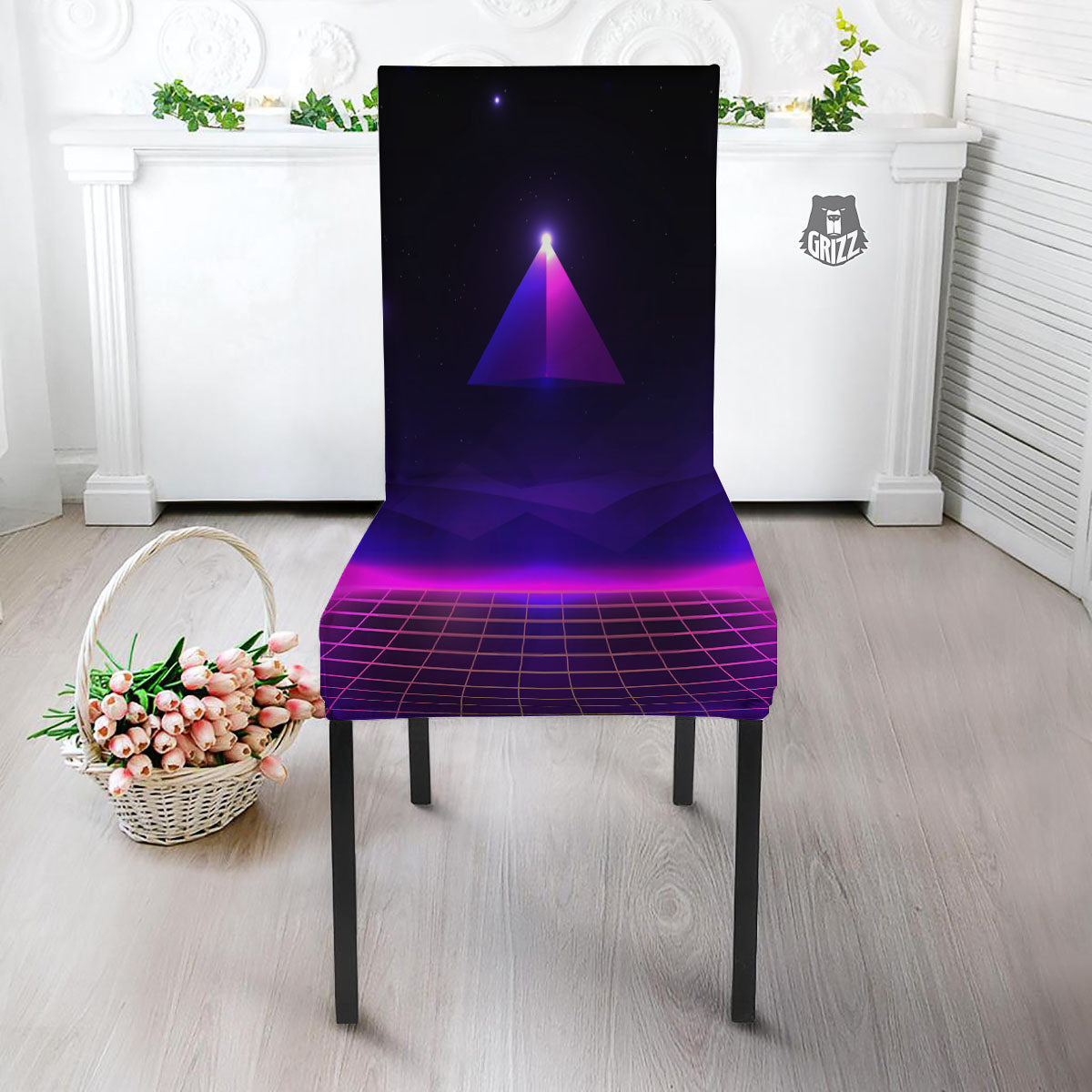 Pyramid Cloud Purple Print Dining Chair Slipcover-grizzshop