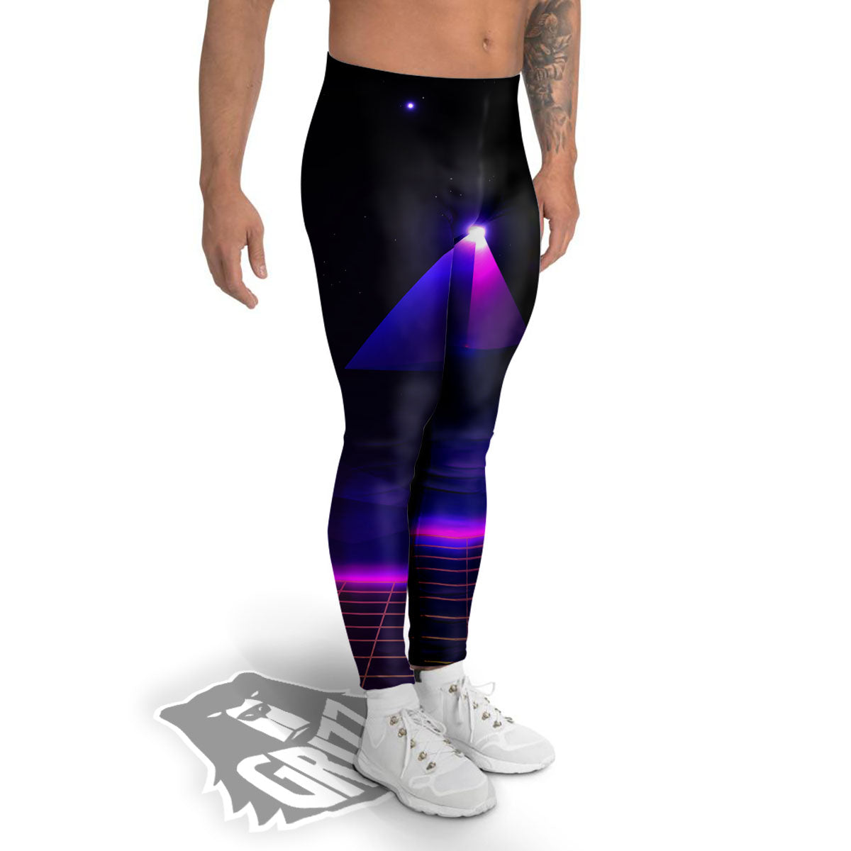 Pyramid Cloud Purple Print Men's Leggings-grizzshop