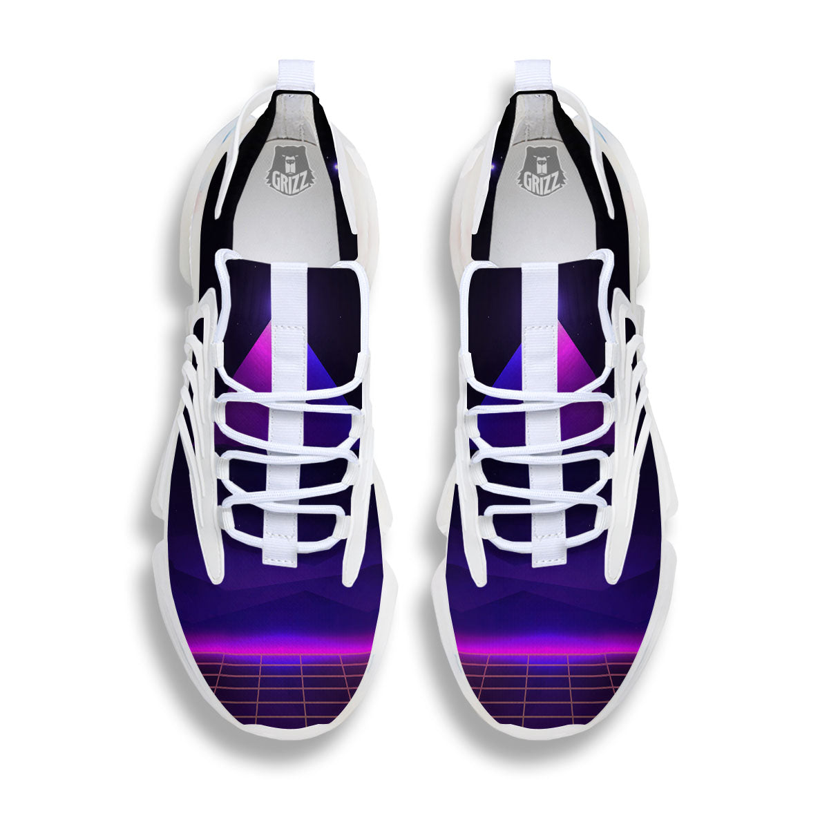 Pyramid Cloud Purple Print White Gym Shoes-grizzshop