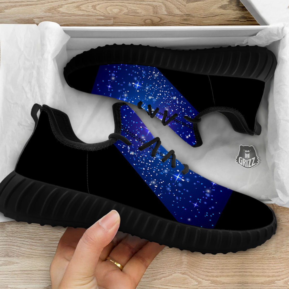Pyramid Galaxy Print Black Walking Shoes-grizzshop