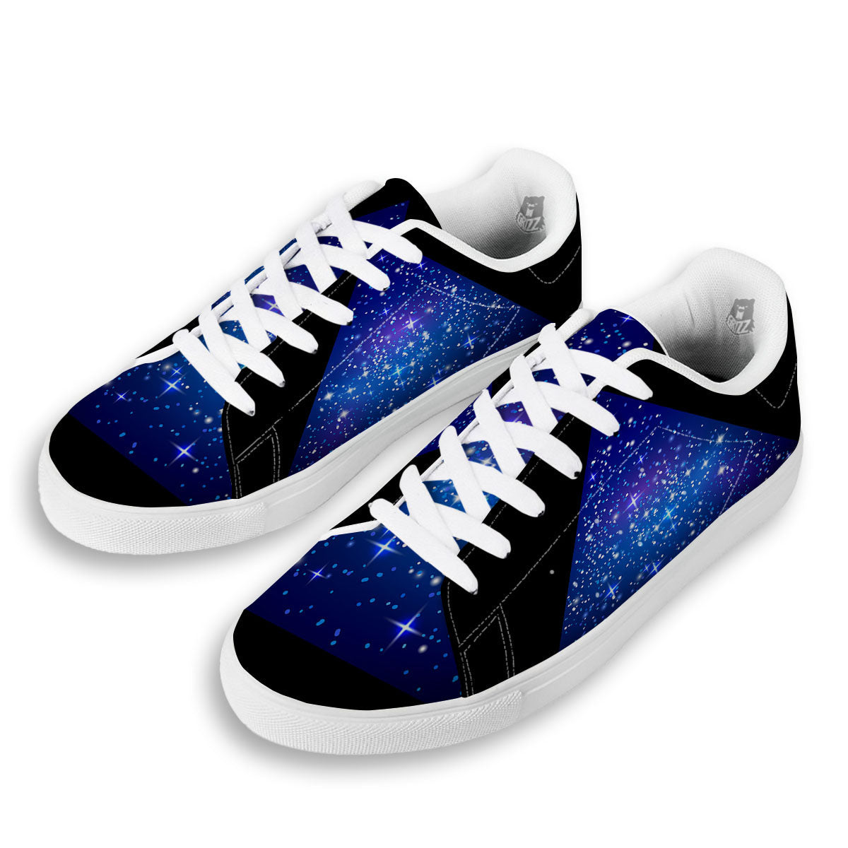 Pyramid Galaxy Print White Low Top Sneakers-grizzshop