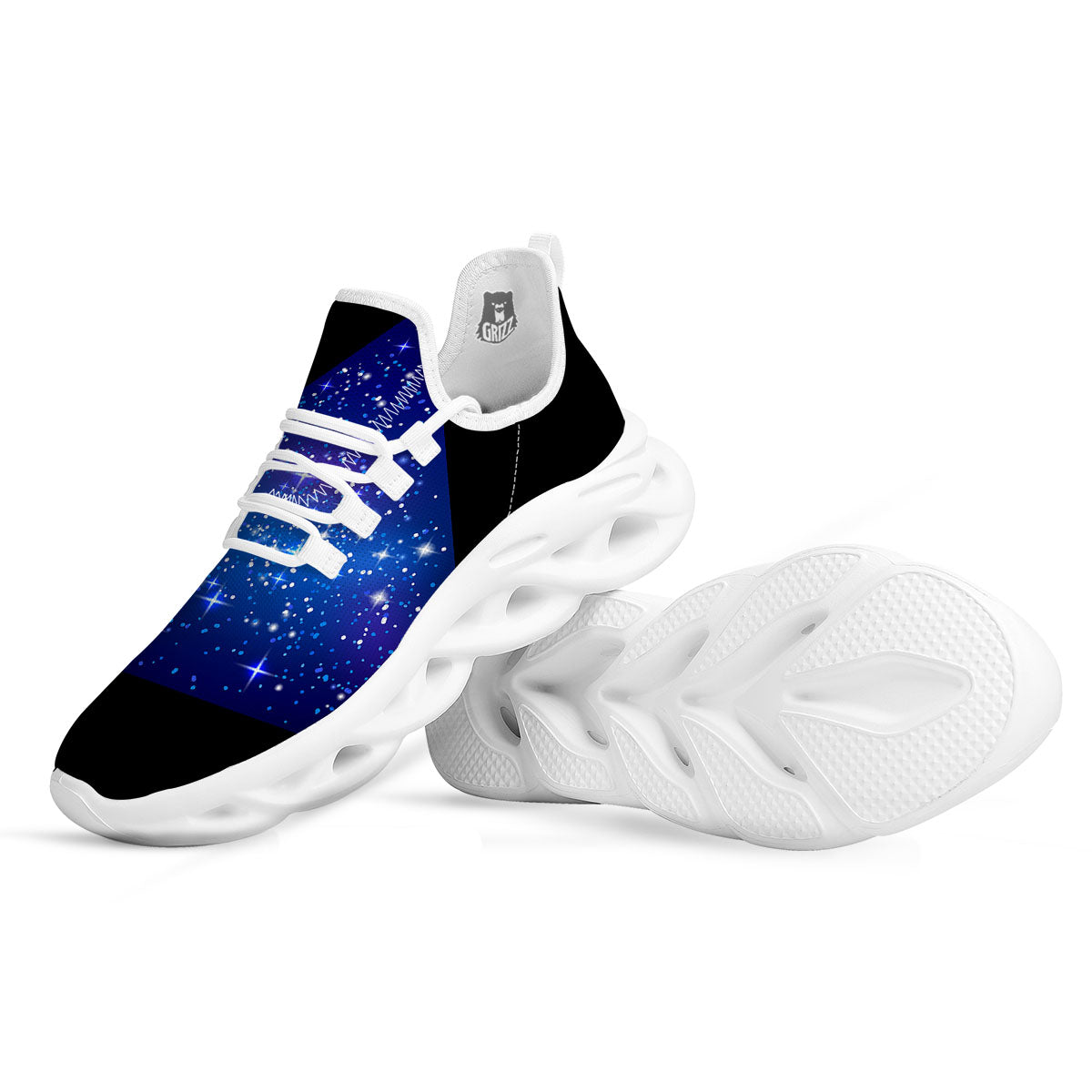 Pyramid Galaxy Print White Running Shoes-grizzshop