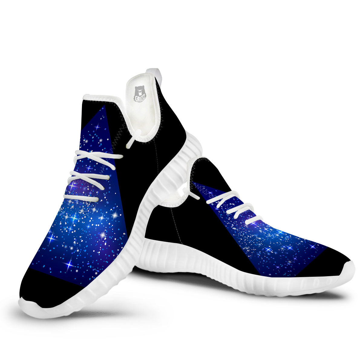 Pyramid Galaxy Print White Walking Shoes-grizzshop