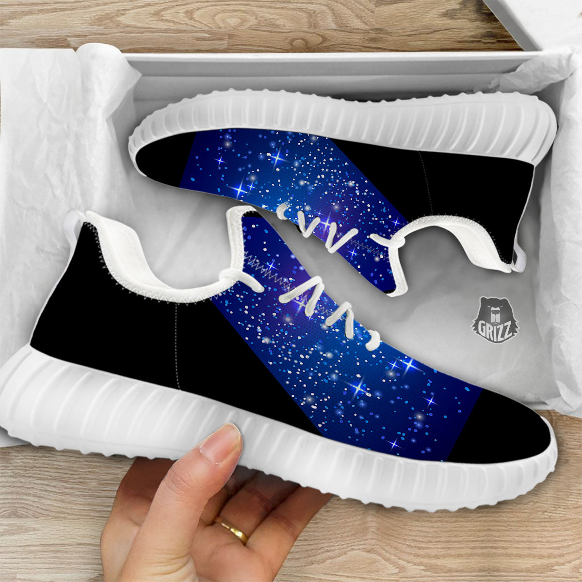 Pyramid Galaxy Print White Walking Shoes-grizzshop
