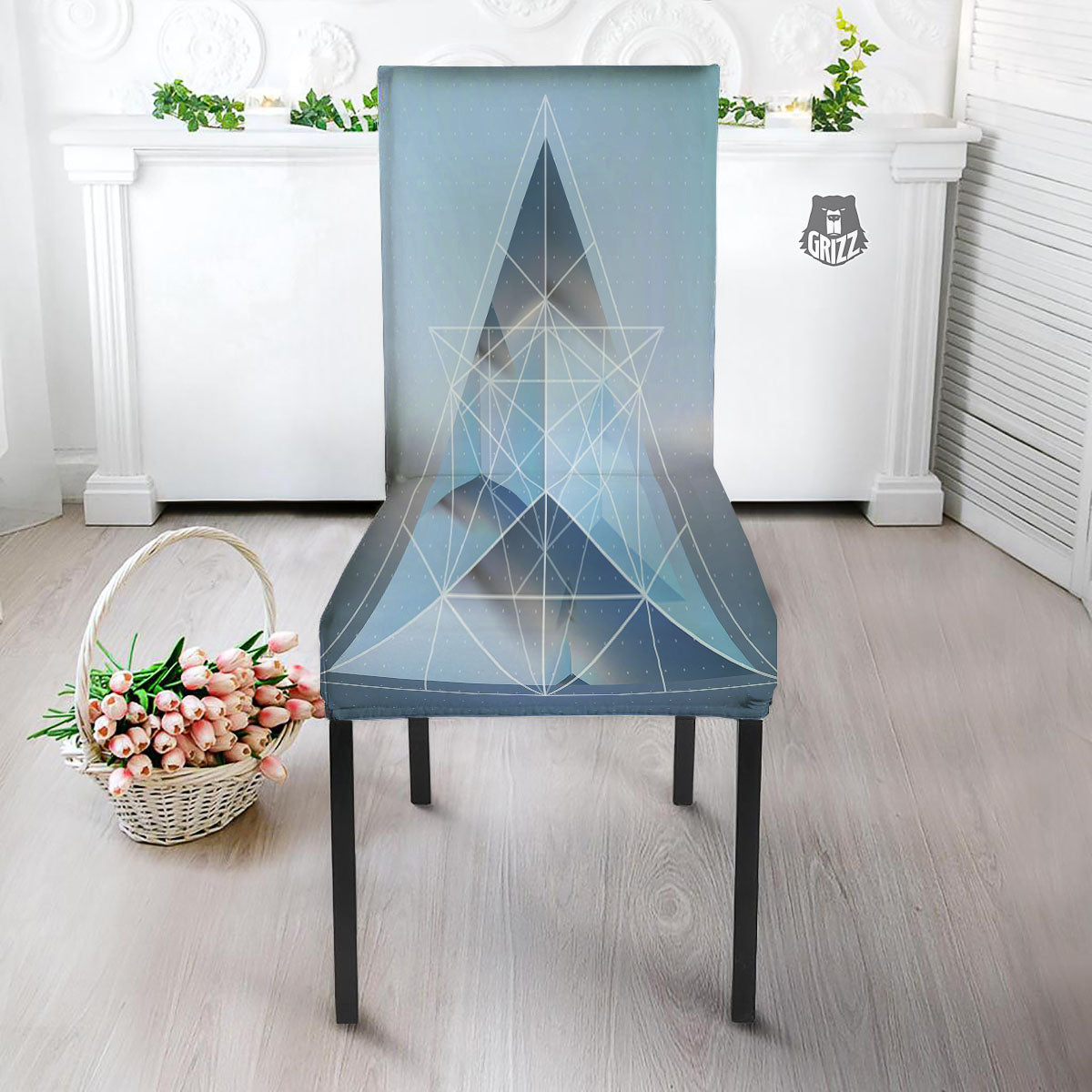 Pyramid Geometric Print Dining Chair Slipcover-grizzshop