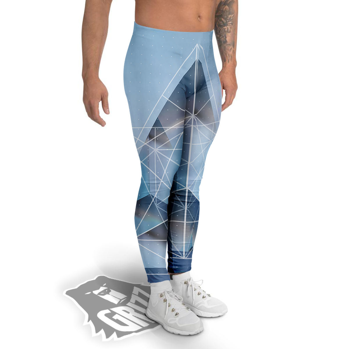 Pyramid Geometric Print Men's Leggings-grizzshop