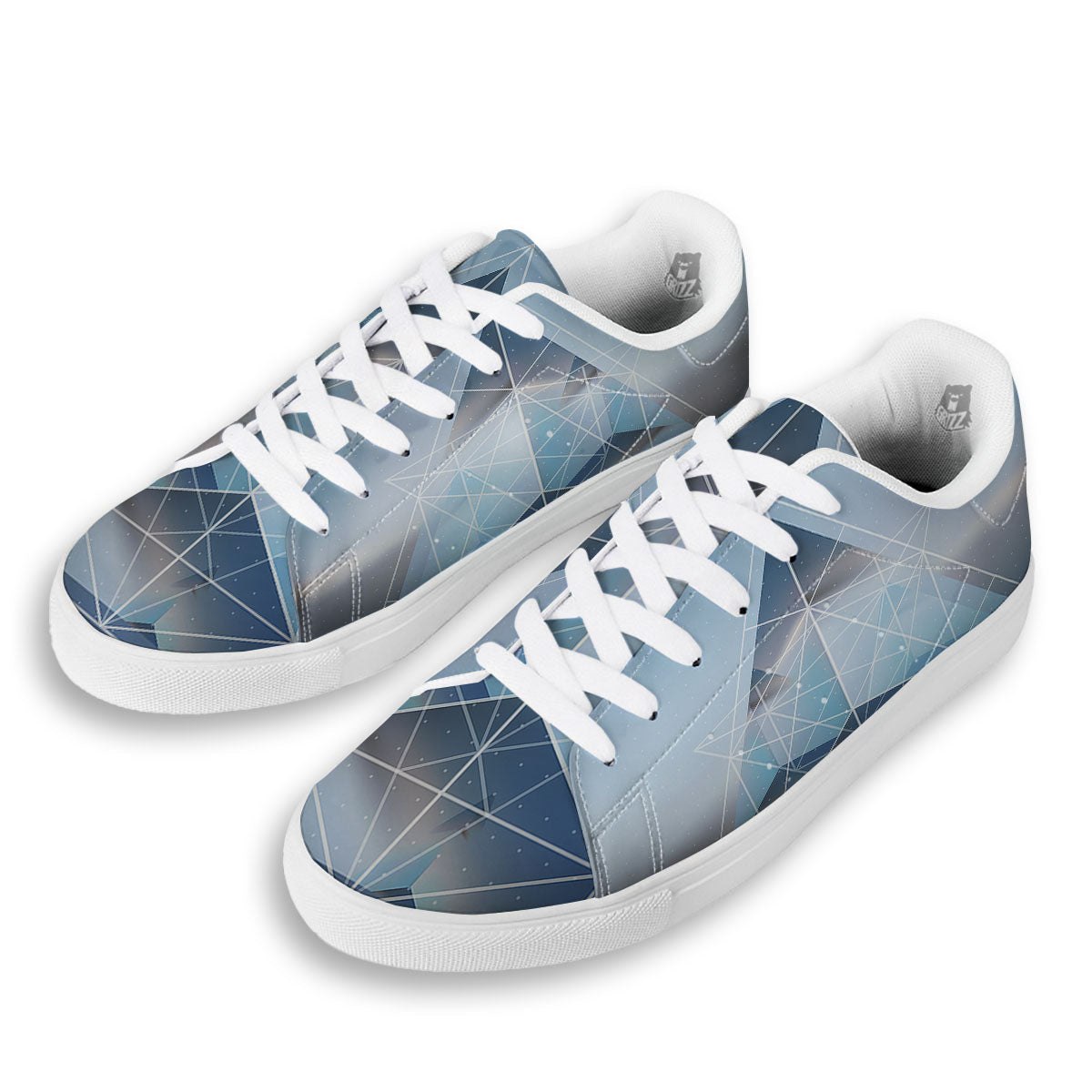 Pyramid Geometric Print White Low Top Sneakers-grizzshop