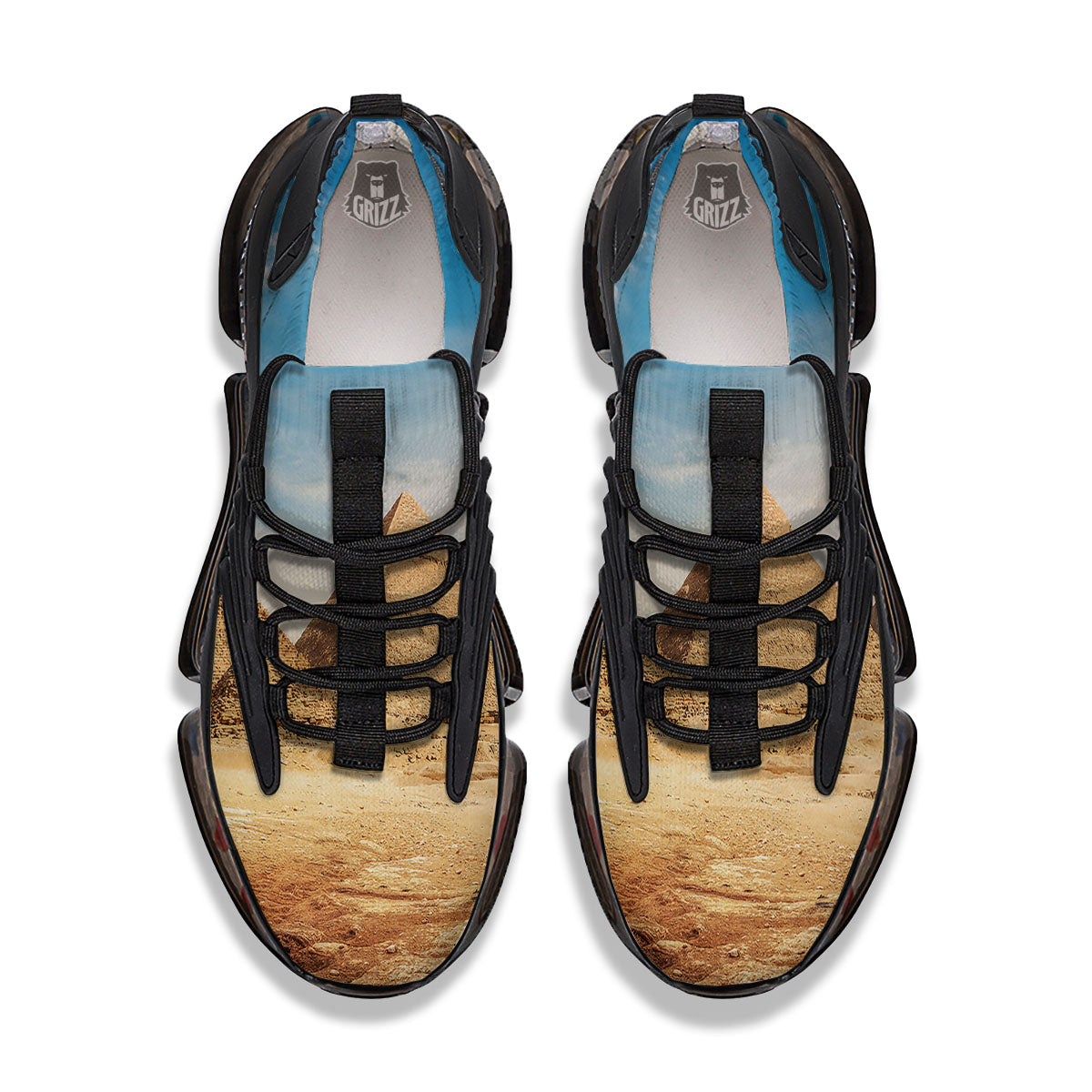 Pyramid Giza Print Black Gym Shoes-grizzshop