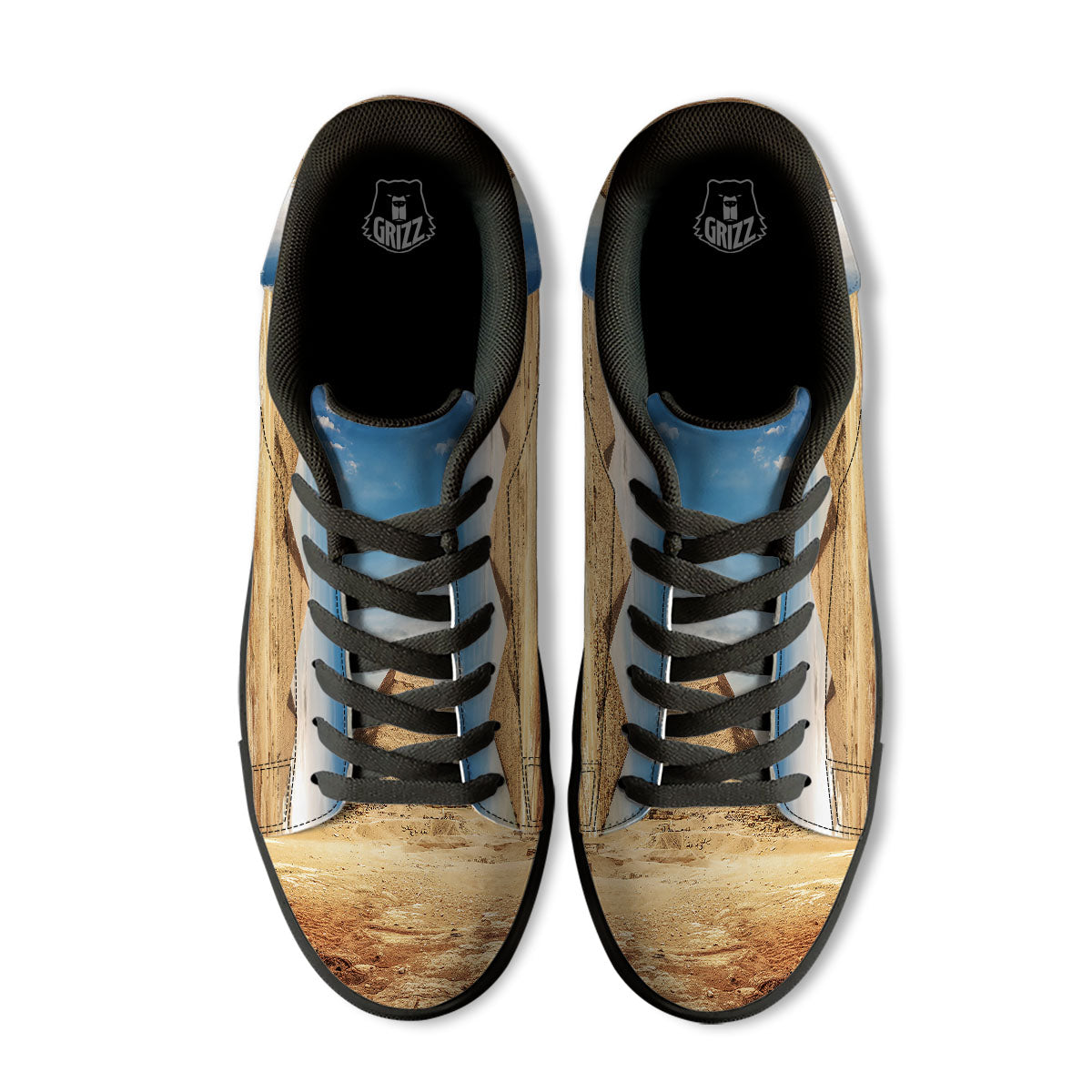 Pyramid Giza Print Black Low Top Sneakers-grizzshop