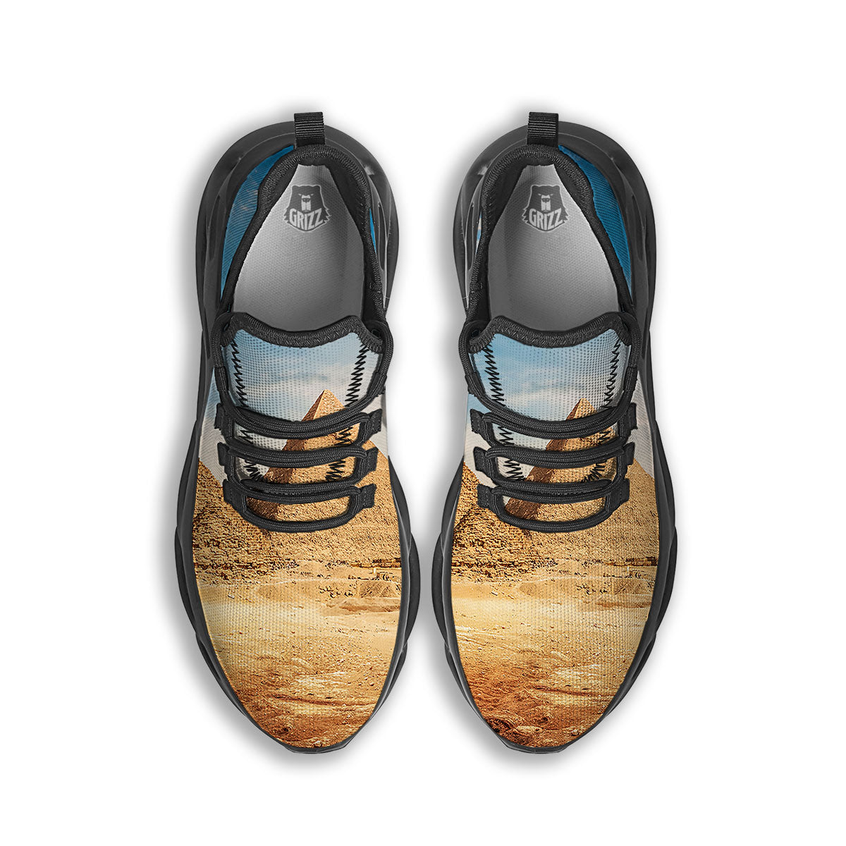 Pyramid Giza Print Black Running Shoes-grizzshop