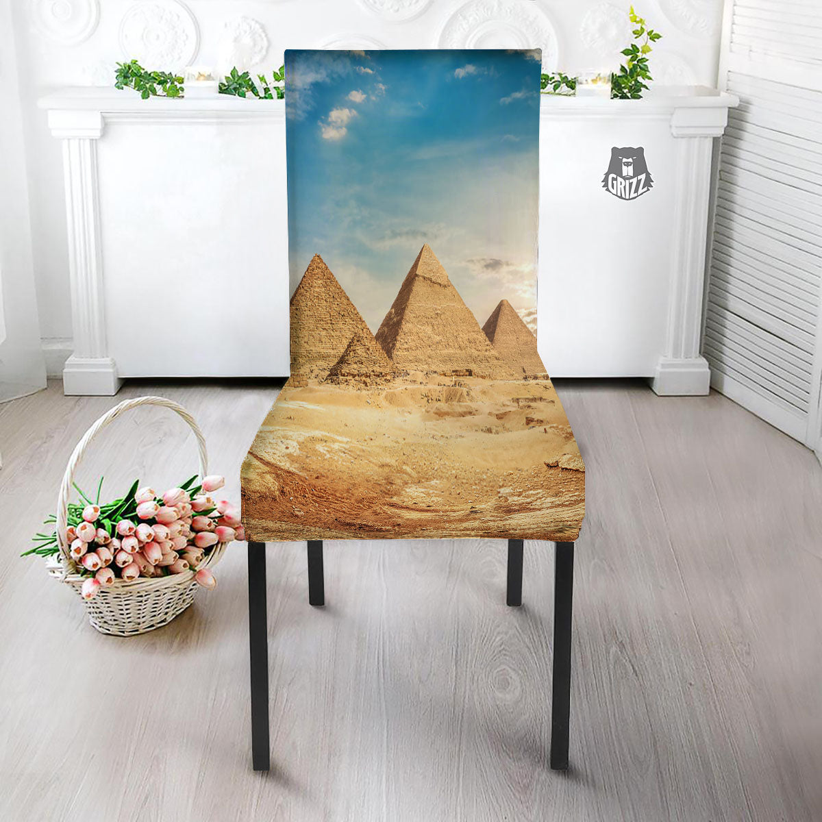 Pyramid Giza Print Dining Chair Slipcover-grizzshop