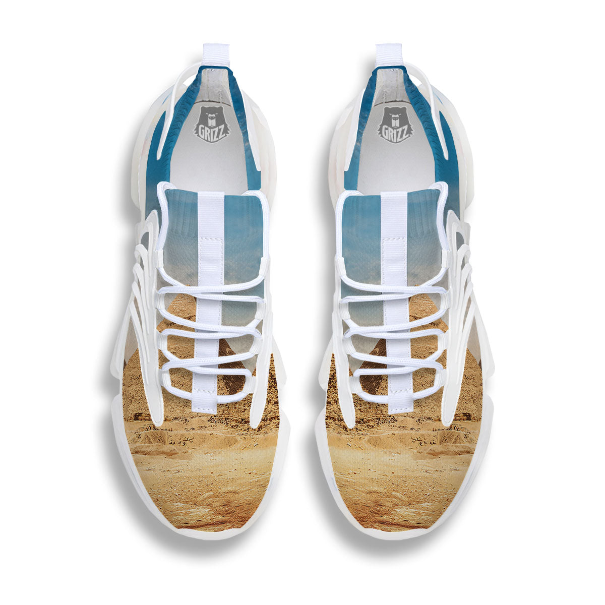 Pyramid Giza Print White Gym Shoes-grizzshop