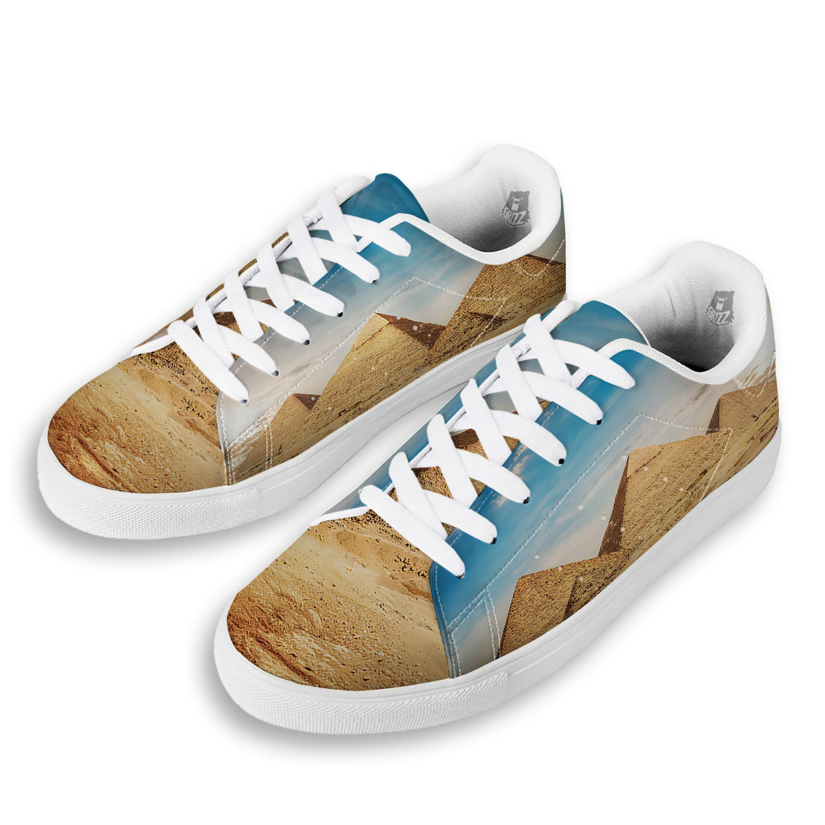 Pyramid Giza Print White Low Top Sneakers-grizzshop