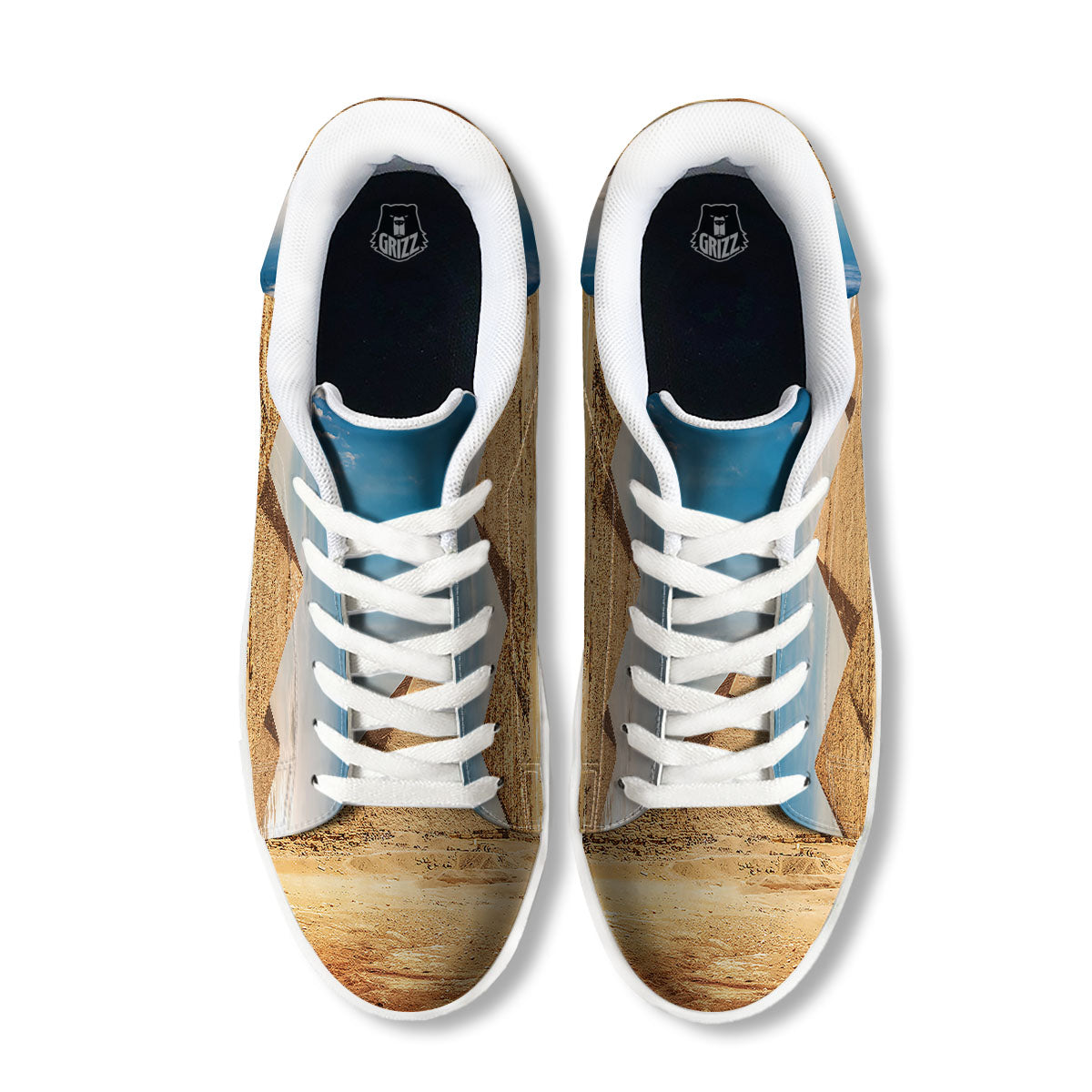 Pyramid Giza Print White Low Top Sneakers-grizzshop