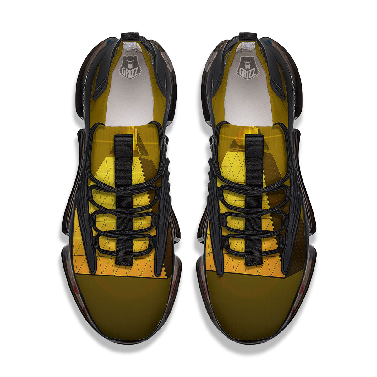 Pyramid Golden Print Black Gym Shoes-grizzshop