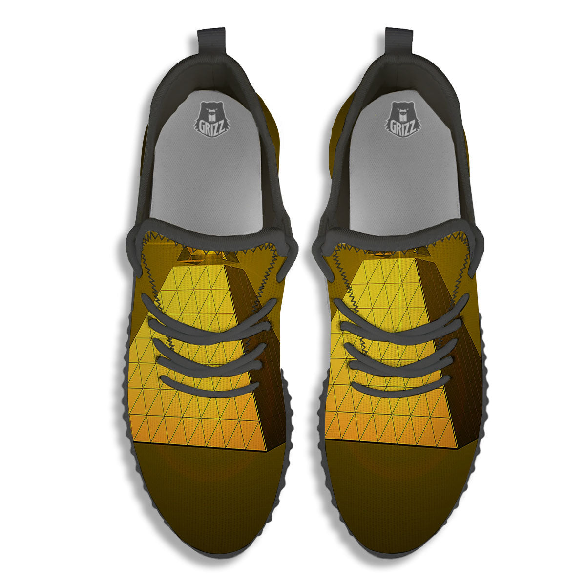 Pyramid Golden Print Black Walking Shoes-grizzshop